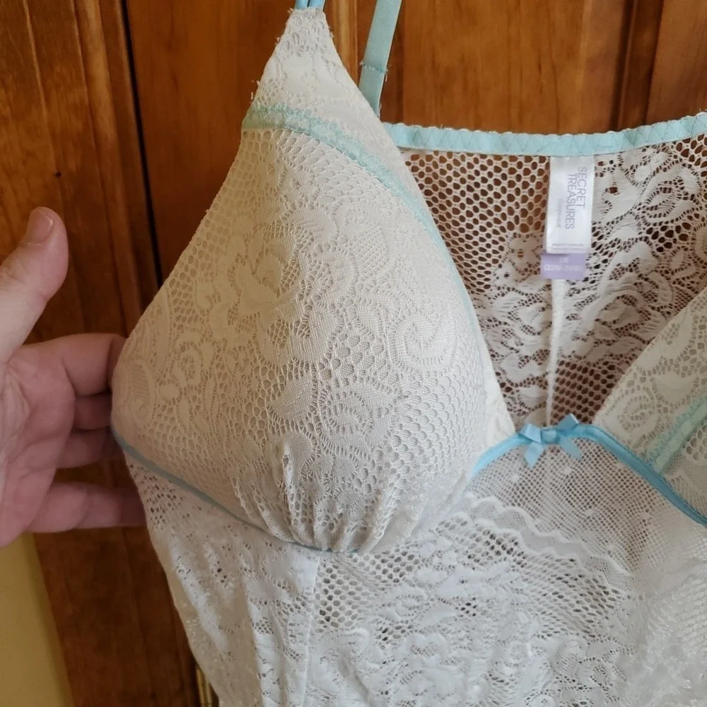 Secret Treasures Lace Short Babydoll White XXXL